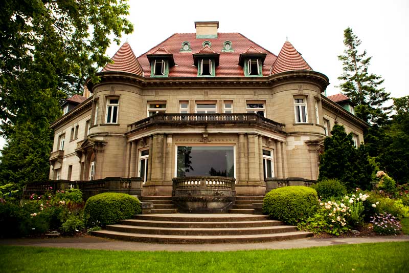 Exterior shot of the Pittock Mansion.